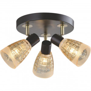 Plafoniere, Plafoniera Pino LY-1022, 3xE14, maro+bronz+transparenta, IP20, Klausen - savelectro.ro