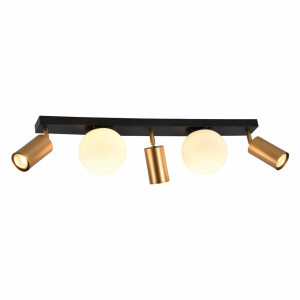 Plafoniere, Plafoniera Spike KL165000, 5xGU10/ E14, alba mata+neagra+aurie, IP20, Klausen - savelectro.ro