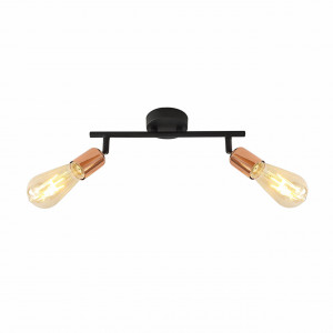 Plafoniere, Plafoniera Straight KL162007, 2xE27, neagra+cupru, IP20, Klausen - savelectro.ro