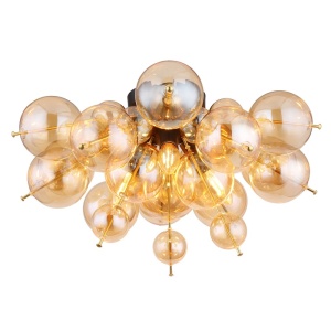 Plafoniere, Plafoniera Udo, 3xE14, IP20, negru/auriu/chihlimbar, Globo Lighting - savelectro.ro