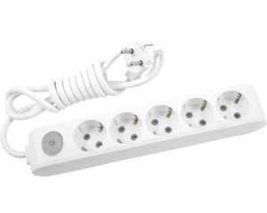 Prelungitoare Electrice, Prelungitor 5 prize 5 metri + intrerupator X-tendia Panasonic, Alb - savelectro.ro