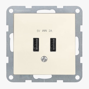 Prize si intrerupatoare, Priza dubla USB A 5V 2A, IP20, Bej, Panasonic Karre Plus 55 - savelectro.ro