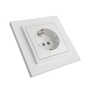 Prize si intrerupatoare Olbia, Priza simpla cu impamantare si protectie copii, alb, 16A, Olbia Titan - savelectro.ro