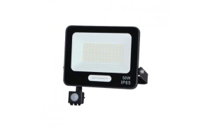 Proiector LED 50W, senzor de miscare, 4500 lm, lumina neutra (4000K), IP65, negru, Optonica