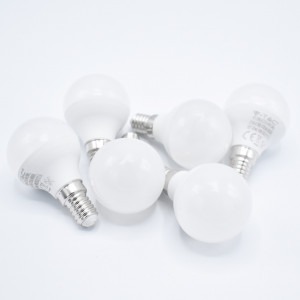Set 6 becuri LED sferice 4.5W (40W), E14,  P45, 470 lm, lumina neutra (4000K), opal, V-TAC