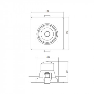 Spot led patrat incastrat orientabil, 10W, lumina calda, 800 lm, GTV