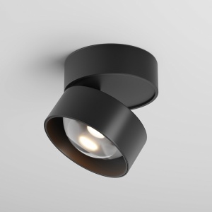 Spoturi LED, Spot LED aplicat Lens 12W, orientabil, 1150 lm, lumina calda (3000 K), IP20, negru, Maytoni - savelectro.ro