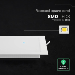 Spot LED incastrat, 24W, 2640lm, lumina calda/neutra/rece, cip CREE, IP20, alb, V-tac [6]- savelectro.ro