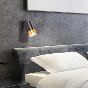Spot orientabil Klemens, 1 bec, dulie GU10, USB 5V 2A, cu intrerupator, negru si auriu, Masterled [6]- savelectro.ro