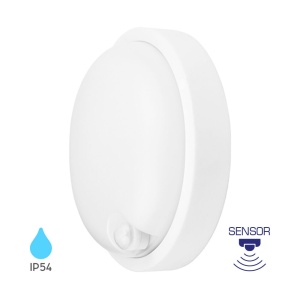 Aplice si felinare exterior, Aplica LED exterior 15W cu senzor cu infrarosu, lumina calda (3000 K), IP54, alba, Braytron - savelectro.ro