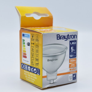Bec led MR16 5W (50W), GU5.3, 350lm, 110 grade, lumina calda (3000K), opal, Braytron