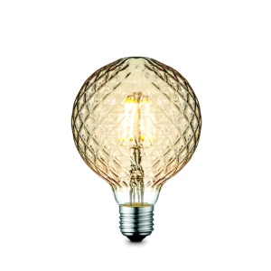 Becuri cu LED, Bec LED decorativ 4W, E27, 380 lm, Globo, lumina calda (2700 K), dimabil, chihlimbar, clasa energetica F - savelectro.ro