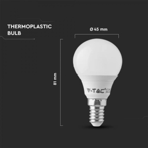 Bec led E14 sferic, 4.5W(40W), P45, 470lm, lumina naturala (4000 K), V-TAC [3]- savelectro.ro