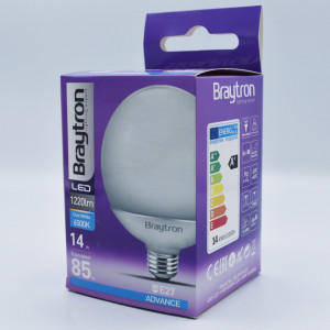 Bec led sferic 14W (85W), E27, G95, 1220 lm, lumina rece (6500K), opal, Braytron