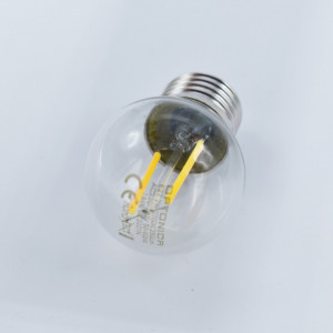 Bec led sferic Vintage filament 2W (17W), E27, G45, 250lm, lumina calda (2700K), clar, Optonica