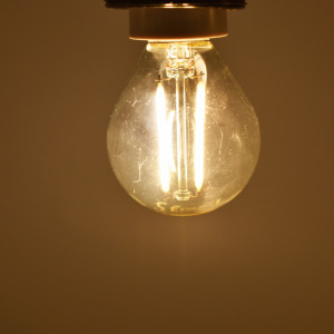 Bec led sferic Vintage filament 2W (17W), E14, G45, 250lm, lumina calda (2700K), clar, Optonica