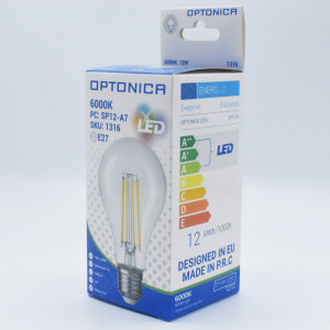 Bec led Vintage 12W (100W), E27, lumina rece (6000K), 1500 lm, A++, Optonica