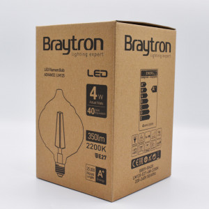 Bec led Vintage Edison 4W (40W), E27, LM125, 350 lm, lumina calda (2200K), auriu, Braytron