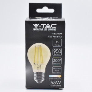 Bec LED Vintage filament 10W (65W), E27, 950 lm, lumina calda (2200 K), V-TAC