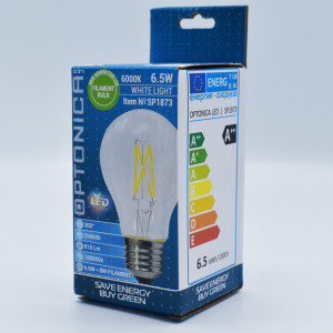 Bec led Vintage filament 6.5W (56W), E27, A60, 810 lm,  lumina rece (6000K), clar, Optonica