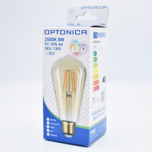 Bec LED Vintage Filament Avocado 8W (55W), E27, 700 lm, lumina calda (2500K), auriu, Optonica