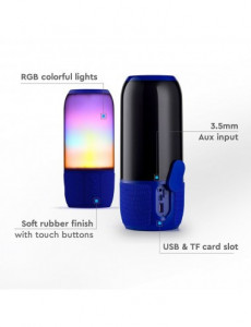 Boxa Bluetooth LED RGB portabila, slot microSD, jack 3.5mm, 3 ore, albastra, V-TAC [2]- savelectro.ro