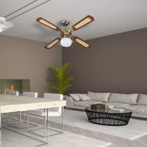 Candelabru clasic cu ventilator 50W, intrerupator pe fir, 1 bec, dulie E27, maro, V-TAC [6]- savelectro.ro