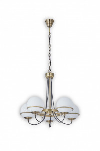 Candelabru Serinity, 5 becuri, dulie E14, alb, negru si auriu, metal, sticla, Klausen [1]- savelectro.ro