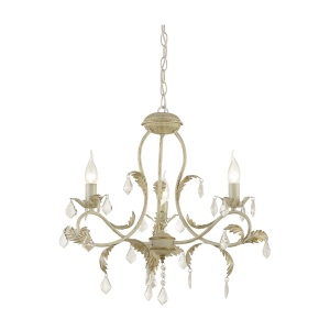 Candelabre, Candelabru Versilia KL6193, 3xE14, alb antic + auriu, metal + sticla + cristale, stil vintage elegant, Klausen - savelectro.ro