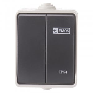 Intrerupator dublu, 10A, montaj aplicat, protectie IP44, pentru exterior, Emos [1]- savelectro.ro