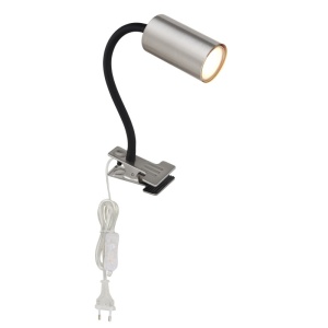 Lampa de birou cu clema Robby 1xGU10, brat flexibil, intrerupator, IP20, nichel mat, Globo Lighting