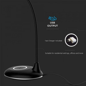 [Lichidare stoc]Lampa de birou LED 218604-VT, incarcare wireless, dimabila, 4W, 400lm, lumina calda, neutra, rece, neagra, IP20, V-TAC [8]- savelectro.ro