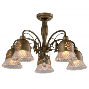 Klausen Stoc, [Lichidare stoc]Lustra Peller KL105003, 5xE27, bronz+transparenta, IP20, Klausen - savelectro.ro