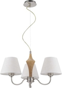 Lustre, Lustra Fausta 3xE27, gri + lemn + crom, IP20, Klausen - savelectro.ro