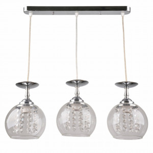 Lustra Glass, 3 becuri, dulie E27, argintie, transparenta, metal, sticla, Klausen [1]- savelectro.ro