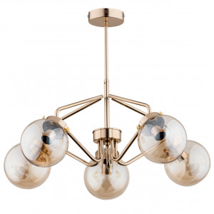 Corpuri de iluminat, Lustra Kinja KL105008, 5xE14, auriu+ambra, IP20, Klausen - savelectro.ro