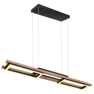 Lustre LED, Lustra LED Illa 30W, 1000 lm, lumina calda (3000K), 100 cm, neagra mat, imitatie lemn, Globo Lighting - savelectro.ro