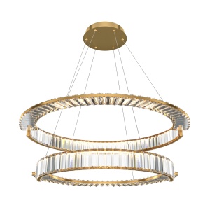 Corpuri de iluminat, Lustra LED Krone P097PL-L90G4K, 90W, 6000lm, lumina neutra, IP20, aurie+transparenta, Maytoni - savelectro.ro