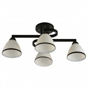 Lustra Proton, 4 becuri, dulie E27, alba, neagra mata, metal, sticla, Klausen [1]- savelectro.ro