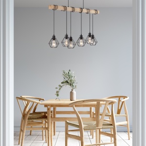 Lustra Wooden BR-BV02-00021, 6xE27, neagra+naturala, IP20, Braytron [2]- savelectro.ro