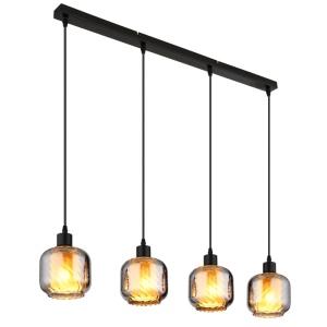 Lustre, Lustra Xia, 4xE27, IP20, negru mat/fumuriu-opal, Globo Lighting - savelectro.ro
