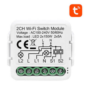 Modul Smart Switch WiFi N-WSM01-2 TUYA, 2 canale, Avatto [1]- savelectro.ro