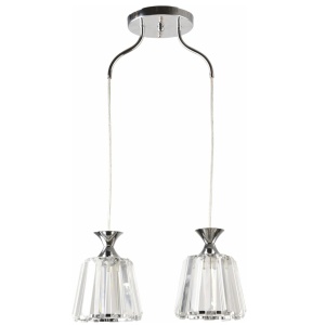 Pendule, Pendul Humble LY-3418, 2xE27, crom si alb transparent, design modern, IP20 - savelectro.ro