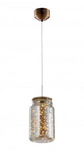 Pendul LED Jar 142029, 5W, 200lm, lumina calda, cupru+ambra, IP20, Klausen [1]- savelectro.ro