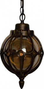 Corpuri de iluminat exterior, Pendul pentru exterior Reno, 1 bec, dulie E27, bronz antic, ambra, sticla, Klausen - savelectro.ro