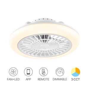 Corpuri de iluminat, Plafoniera LED cu ventilator, Braytron, 40W+20W, CCT, lumina calda/neutra/rece, alba, telecomanda - savelectro.ro