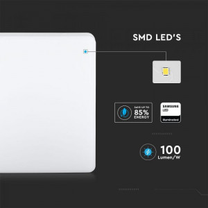Plafoniera led patrata, 25W, LED Chip Samsung, IP44, lumina calda(3000K), 2500lm, Alb, V-TAC [6]- savelectro.ro