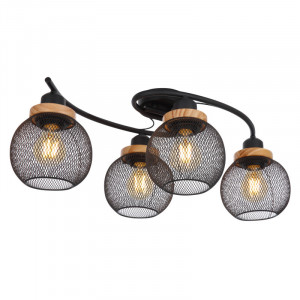 Plafoniera Pablo 15663-4D, 4xE27, neagra+maro, IP20, Globo Lighting [1]- savelectro.ro