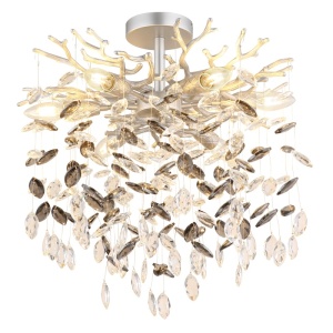 Plafoniere, Plafoniera Queena 6xE14, cristale, Ø50 cm, IP20, argintie mat, Globo Lighting - savelectro.ro