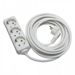 Prelungitoare Electrice, Prelungitor 3 prize 1.5 metri, cablu 3x1, max 10A, alb, Strohm - savelectro.ro
